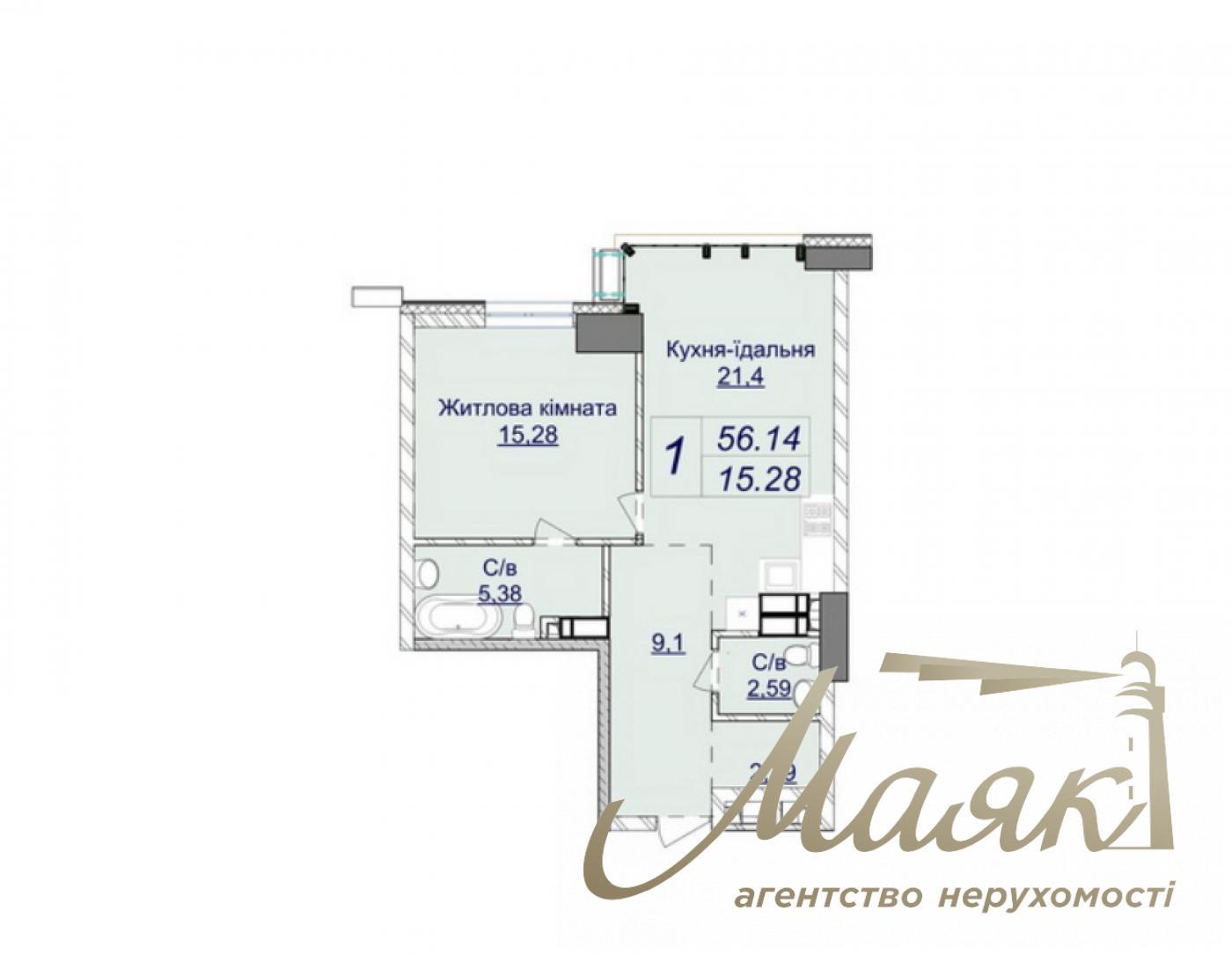 Sale of apartment 56.14m2 in residential complex "Novopecherskie Lipki" by Andrey Verkhoglyad, Pechersk, Kyiv