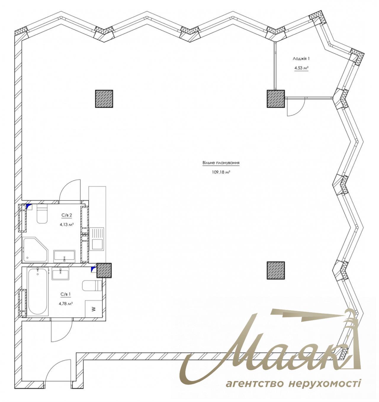 Apartment for sale in KYIVPROEKT City Space residential complex with free layout