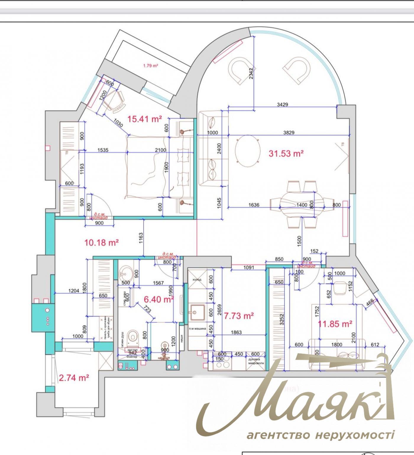 Оренда 3-к квартири в ЖК "Фундукліївський", вул. Богдана Хмельницького, Центр