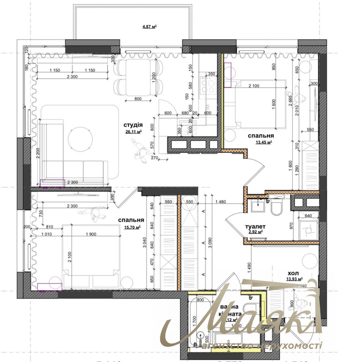 Продаж 2 кімнатної квартири, 80м2, Французький квартал 2, вул. Джона Маккейна.