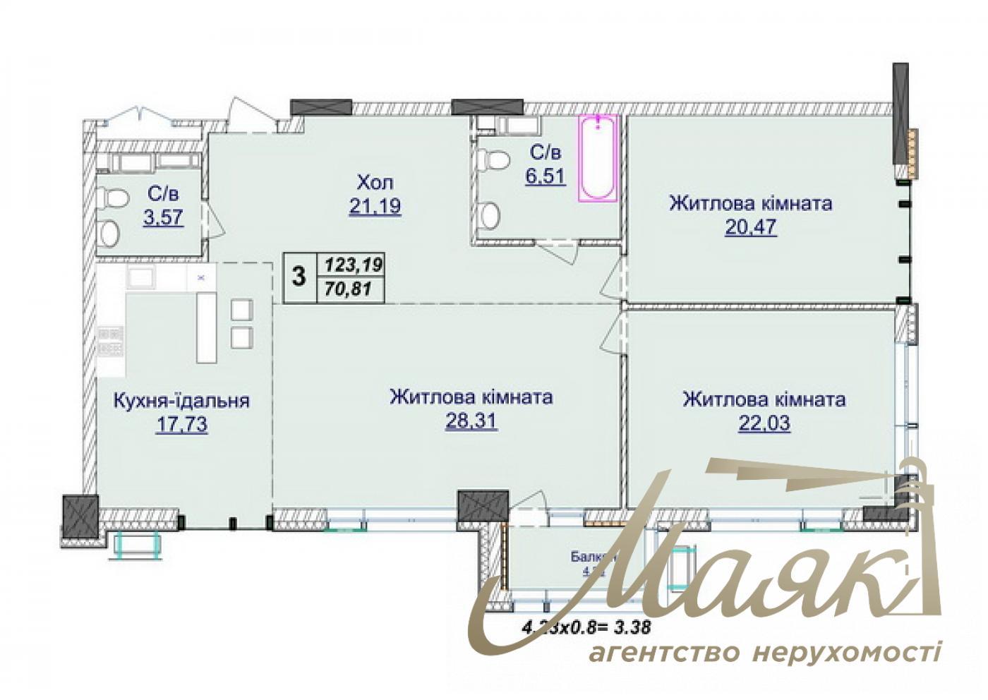Продаж унікальної 3-х кімнатної квартири, 121 м2 в ЖК Новопечерські Липки Драгомирова