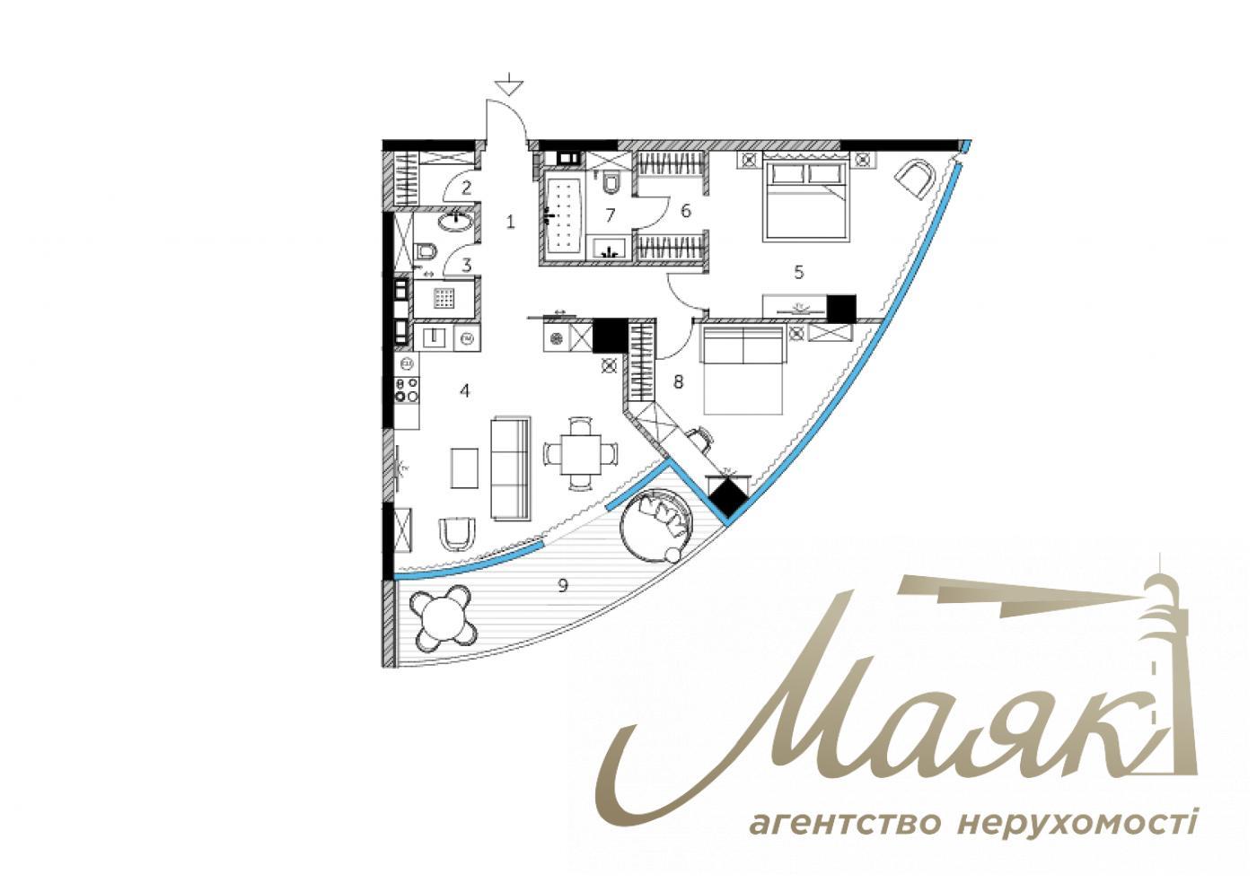 Продажа 2к 91,1 м2 квартиры ЖК Тариан Таверс, ул. Патриса Лумумбы