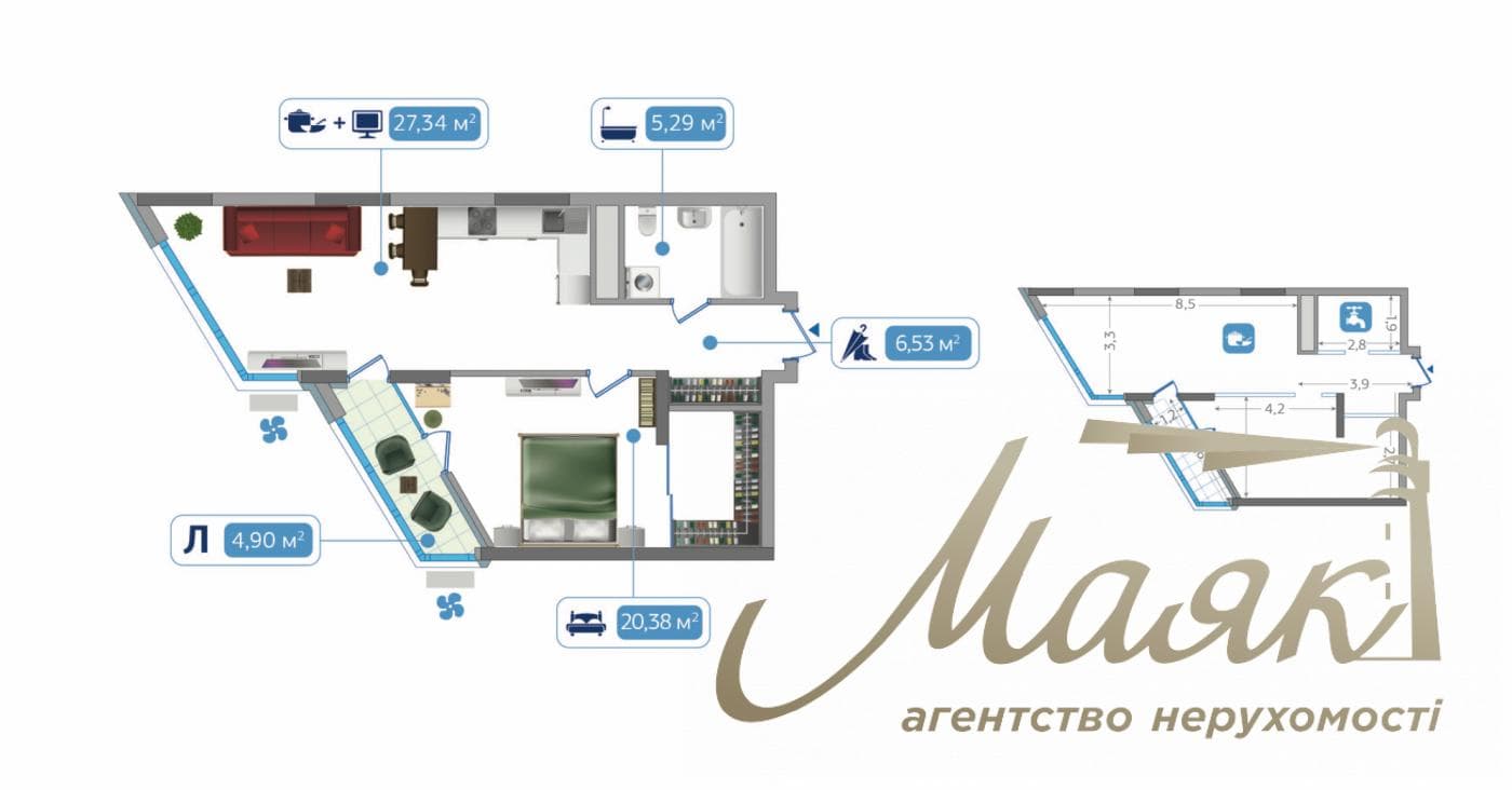 Продаж 2-кімнатної квартири ЖК Зарічний, вул. Зарічна
