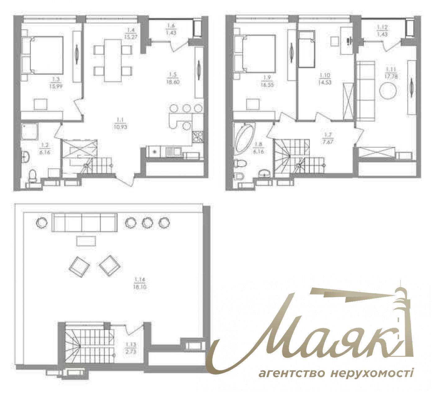 Продаж трирівневої квартири без ремонту в ЖК Greenville на Печерську.