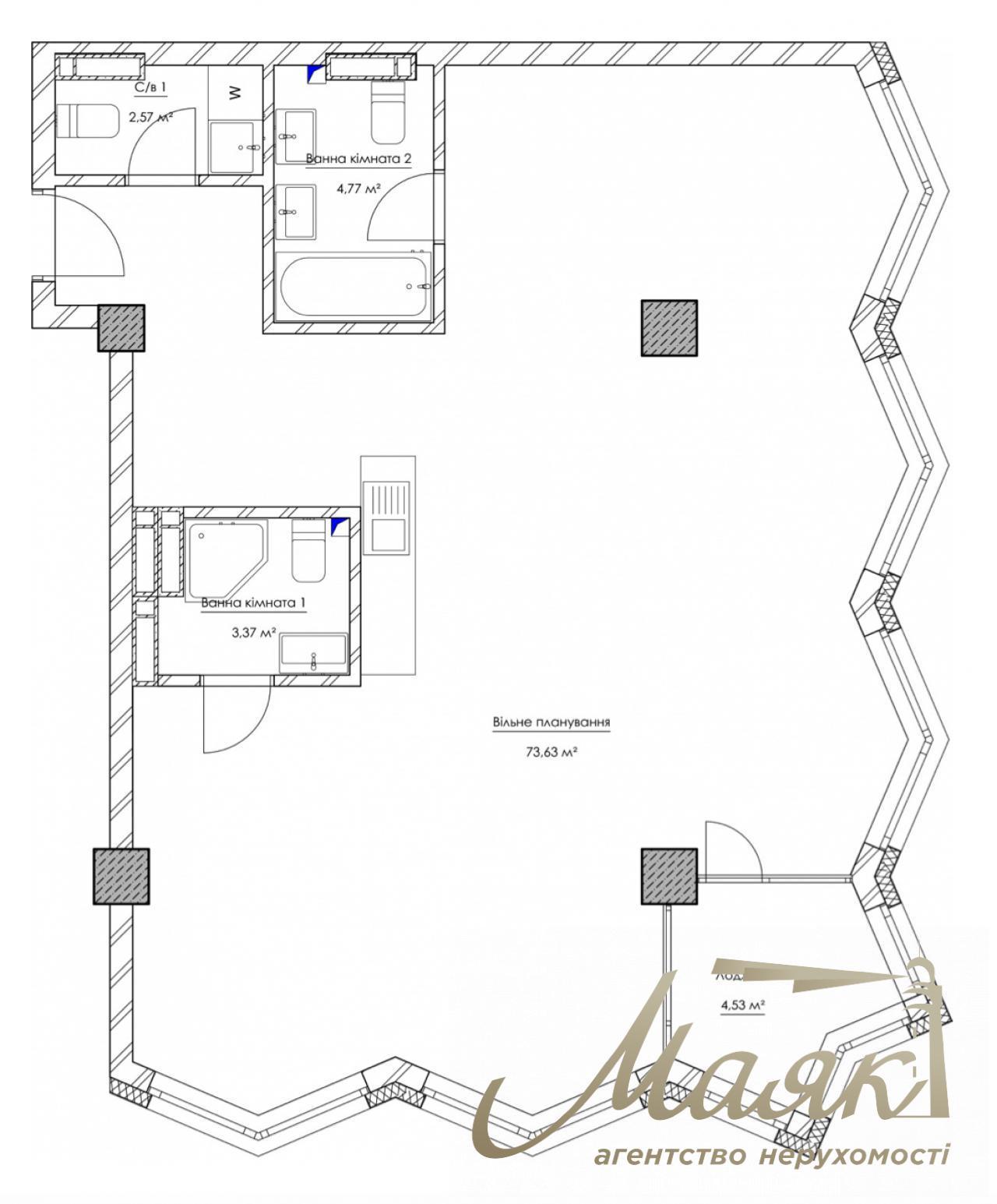 Apartment for sale in KYIVPROEKT City Space residential complex with free layout