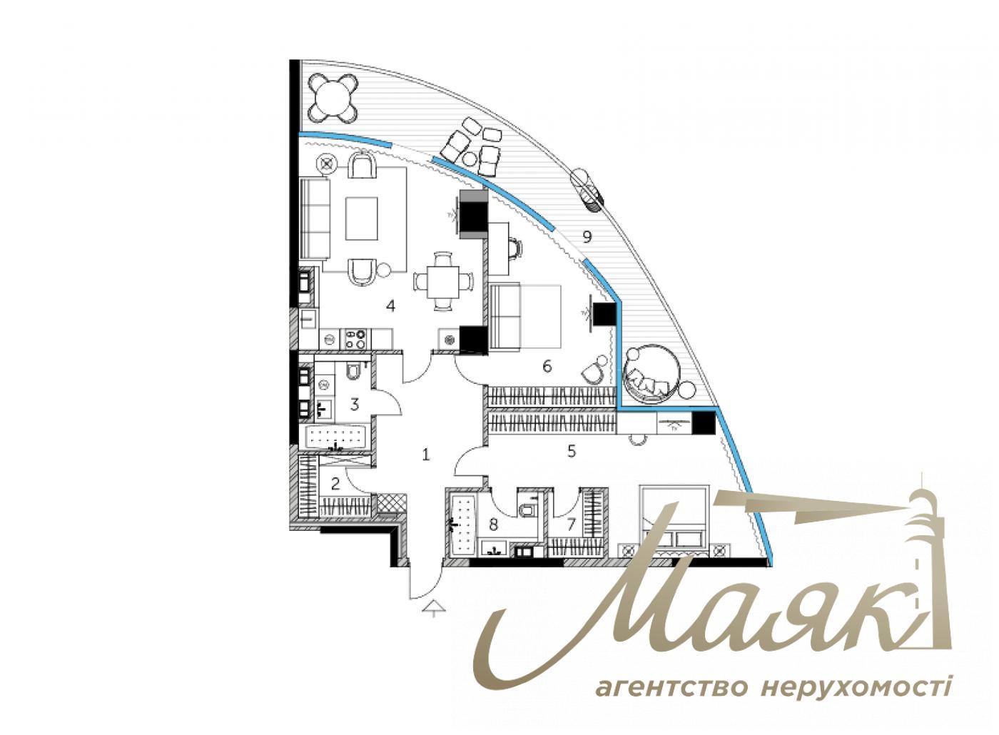 Продаж 2к 116.5 м2 квартири ЖК Таріан Таверс, вул. Патріса Лумумби