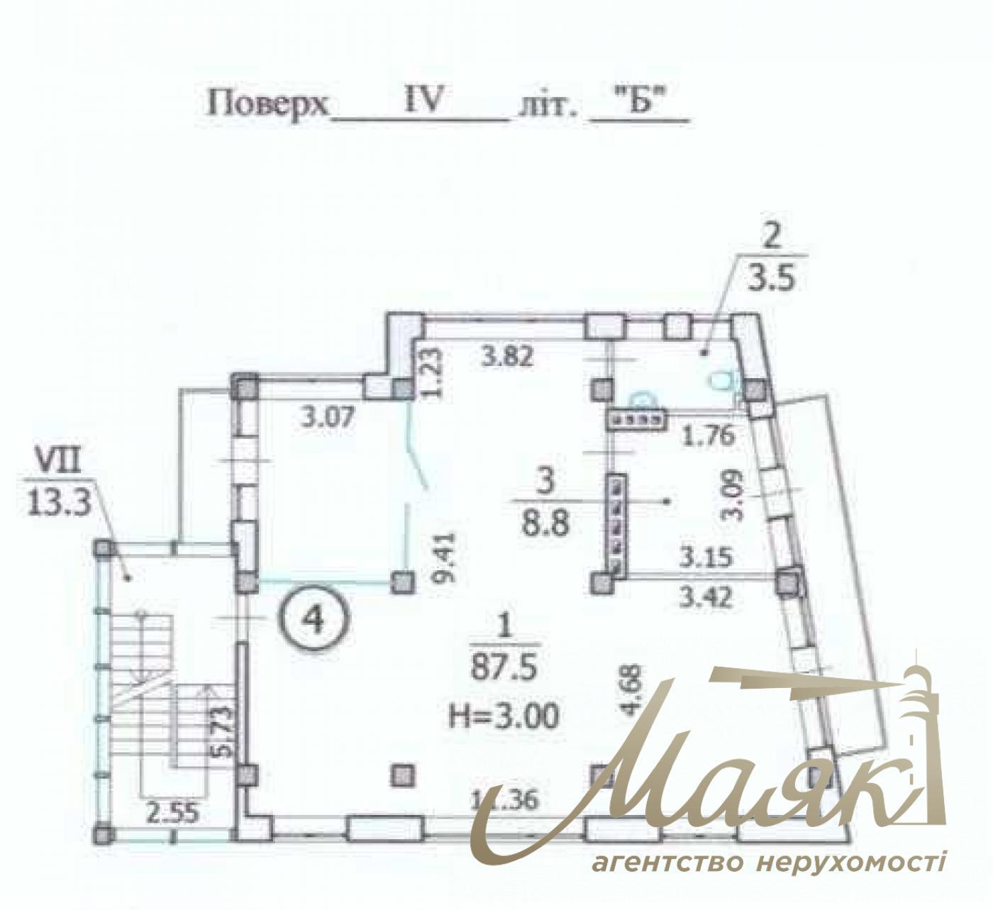 Office for rent 96m2 on Barbusa street 5-A, Olimpiyskaya Street