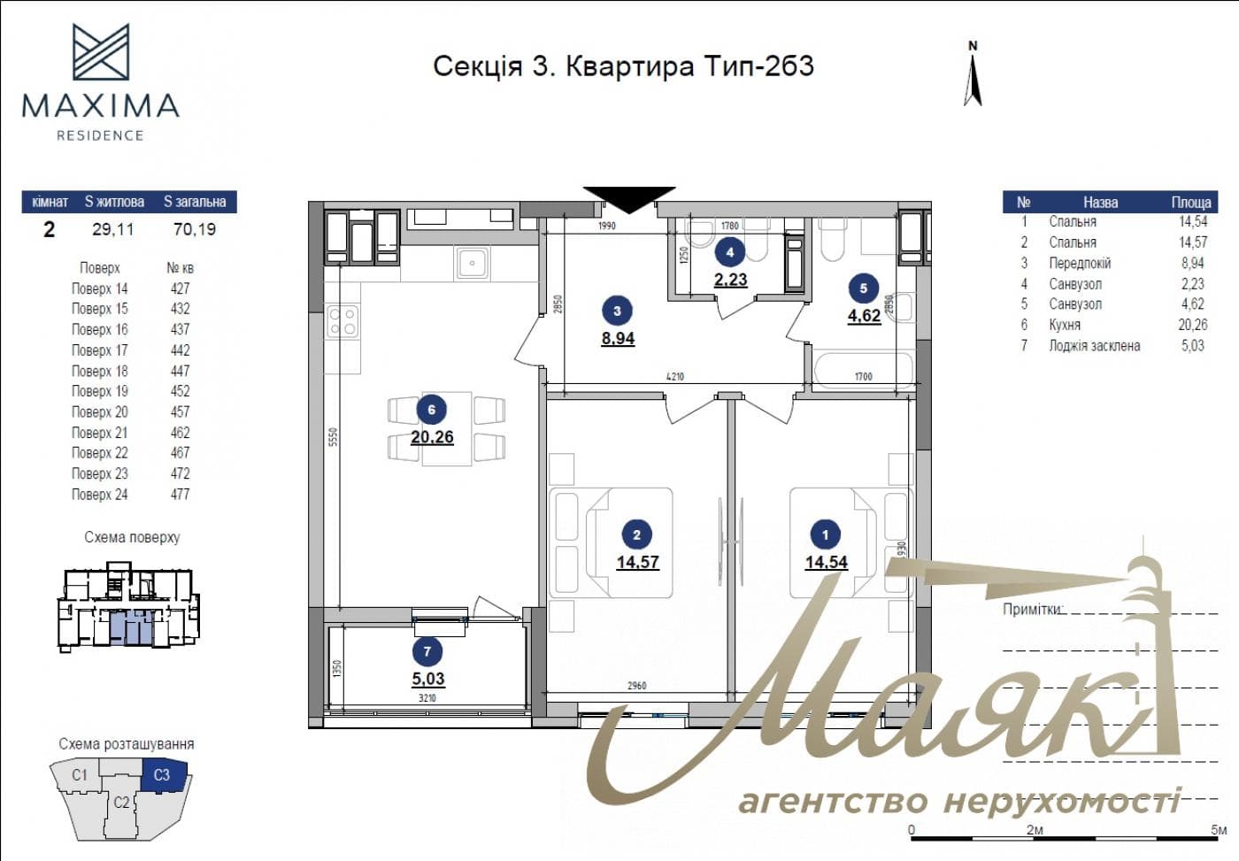 Продажа 2-к квартиры в ЖК ЖК Maxima Residence, Печерск, центр