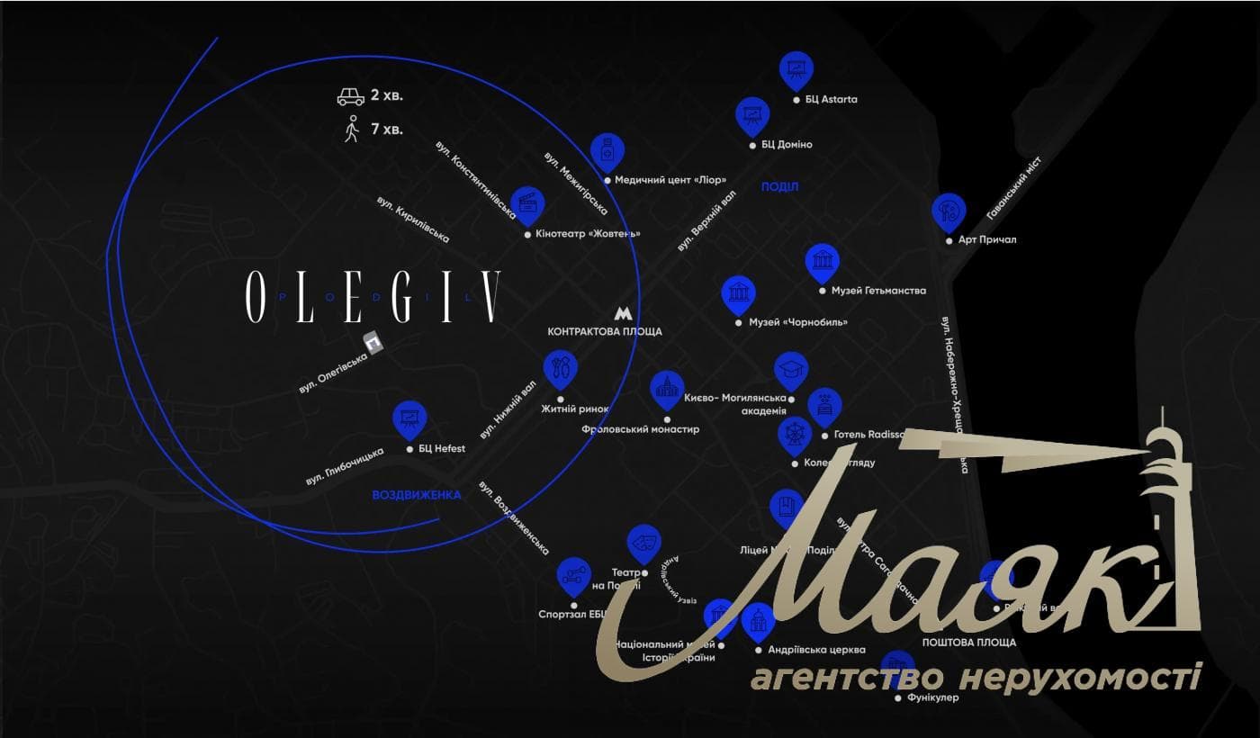 Продажа 1-к квартиры в ЖК Olegiv Boutique Residence, Подол, ст. м. Контрактовая Площадь