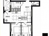 Продажа квартиры в новом ЖК UNO City House Телиги 25, 65м2, две раздельные спальные комнаты 