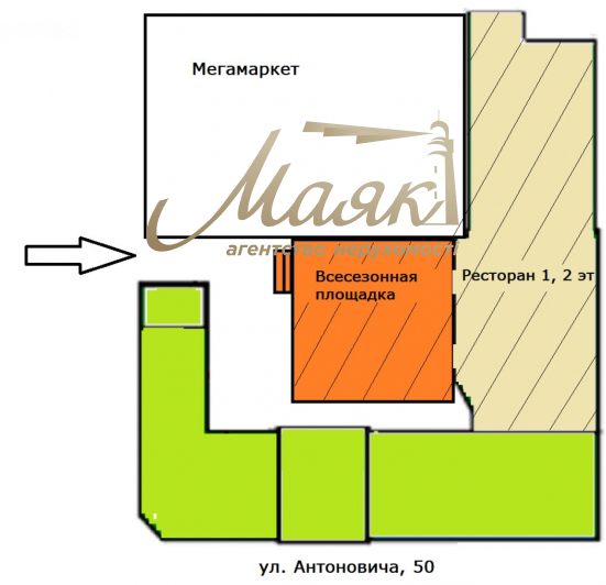 Аренда фасадного помещения (1361 м²) с отдельным входом на ул. Антоновича, 50